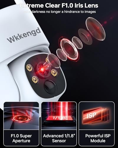 3MP F1.0 Aperture True Full Color Night Vision 2-Cam Kit 5G/2.4G WiFi 2pcs+64GB