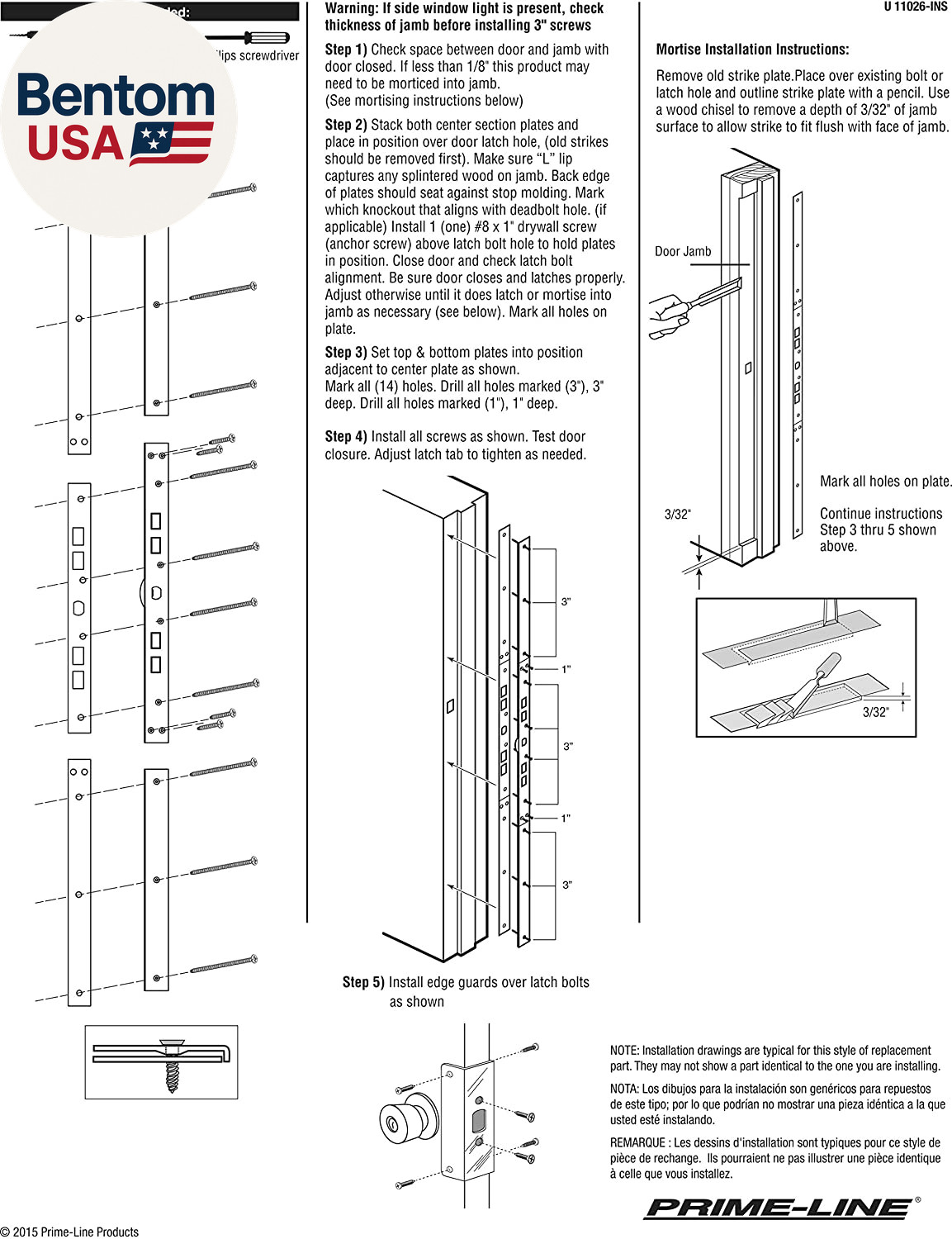 U 11026 Jamb Repair and Reinforcement Kit, 59-1/2 In. Installed, Steel Construct
