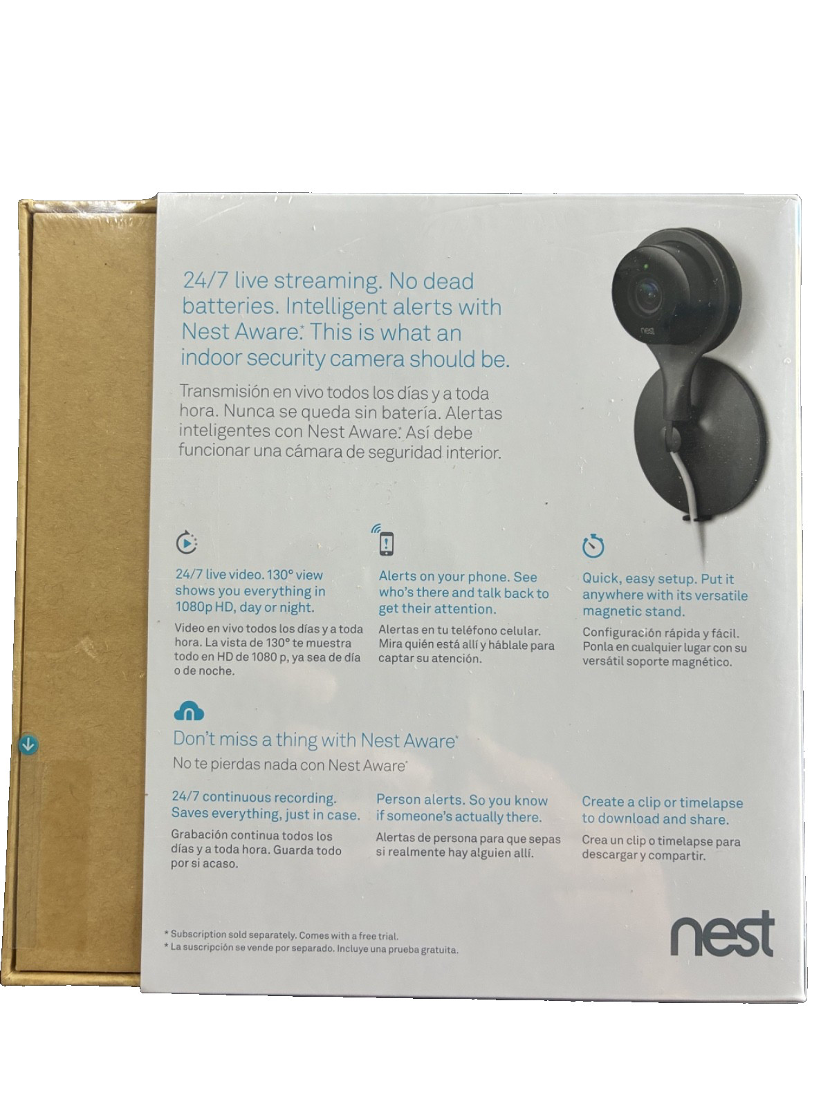 Google Nest NC1102ES Cam Indoor Security Camera 1st Gen – Black – New & Sealed