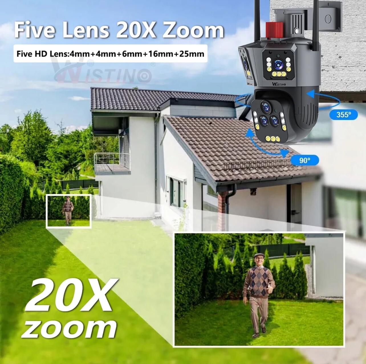 10K UHD 20X Zoom inDoor&Outdoor CCTV Home Security Camera System wireless 5Lens