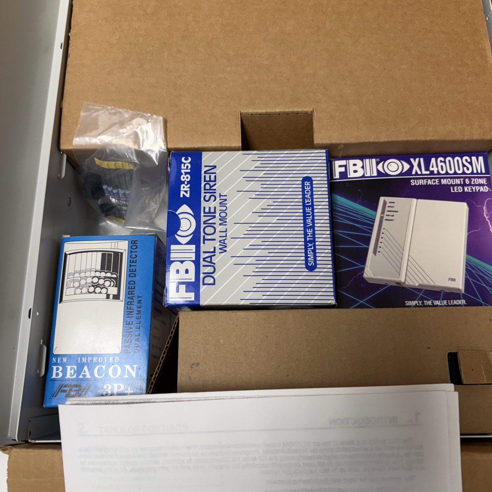 FBII Fire Burglary Instruments XL-2pk Security Alarm KIT Panel Keypad Motion NEW