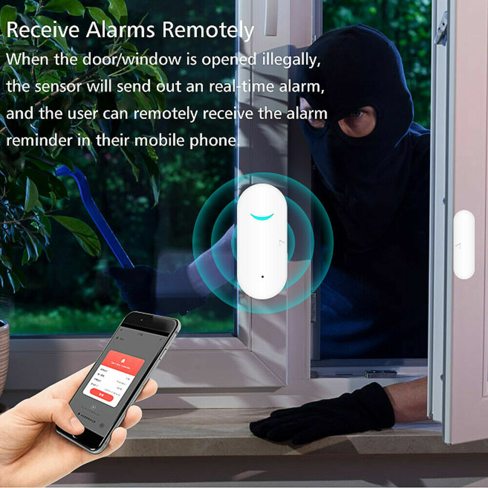 WIFI Smart Window Door Magnetic Sensor Burglar Security Alarm For Google Alexa