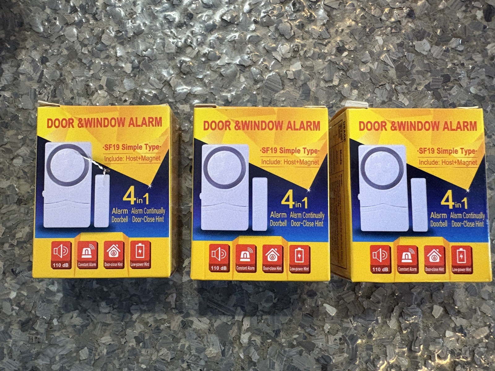 Door or Window Alarm, 110 db 4 in 1, model SF-19 set of 3