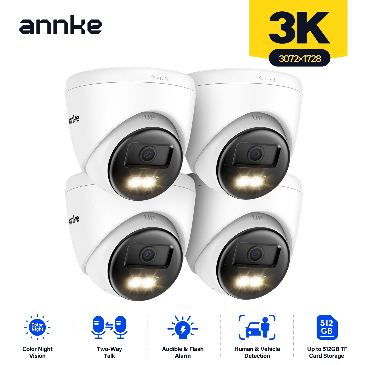 ANNKE C500X 3K AI Color Night Vision Two Way Audio Security IP Camera Outdoor HD