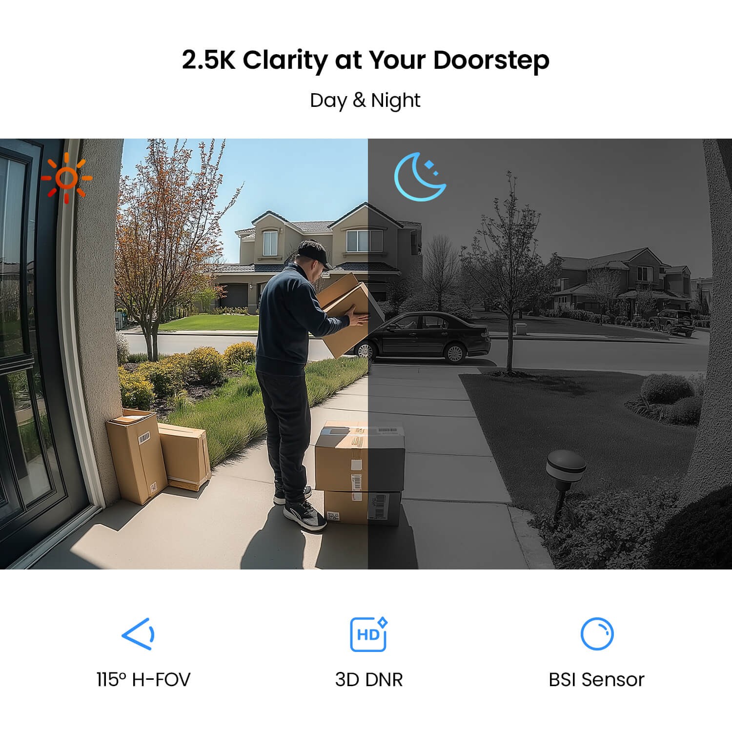 ZOSI 2.5K 5G WiFi Video Door Bell Camera Chime Doorbell Smart Person Detection