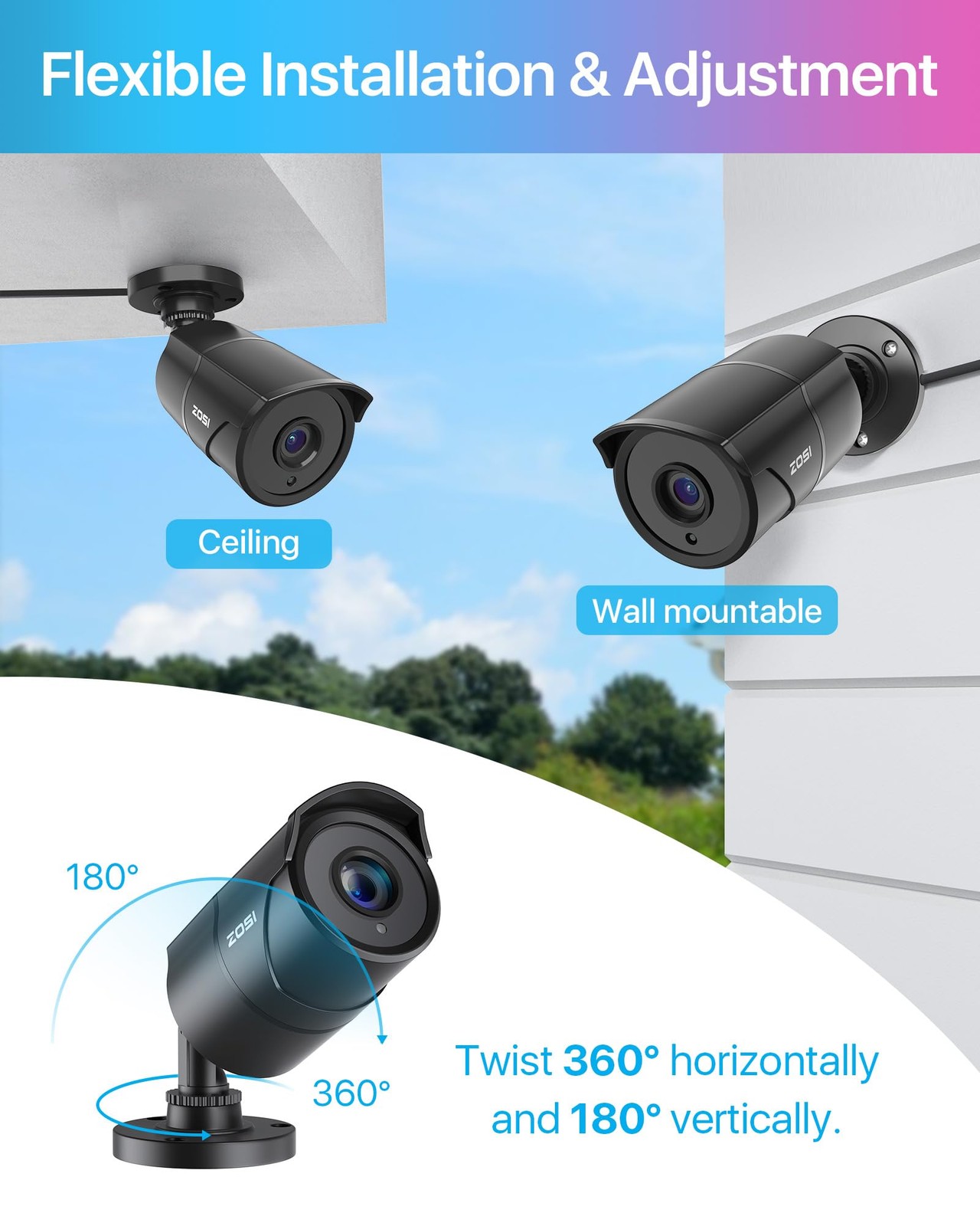 4 Pack 1080p Home Security Cameras with Audio Recording,Built-in Microphone,2…