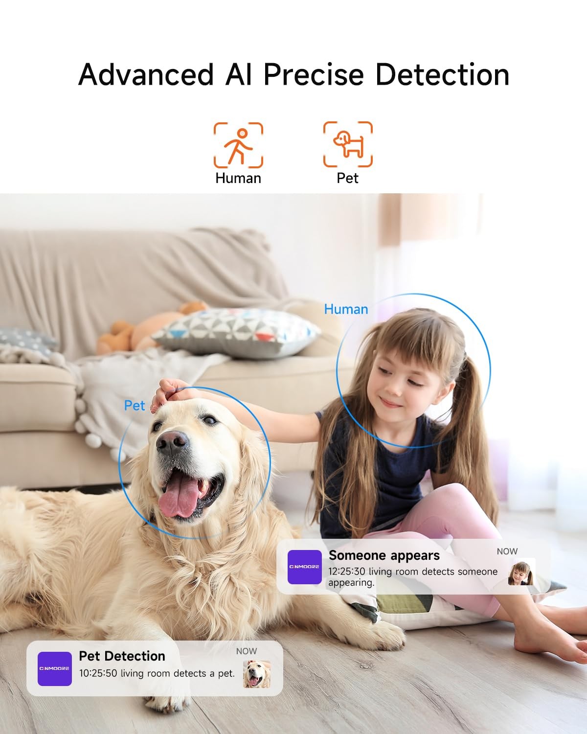 4 Pack 2.5K Cameras for Home Security, Non-Subscription AI White