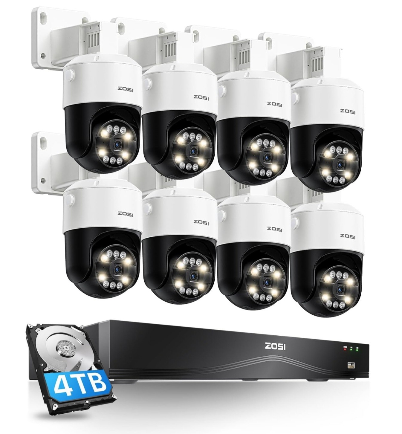 ZOSI 8/16CH 4K PTZ PoE Security 8MP Camera System Add-On Person Vehicle Detect