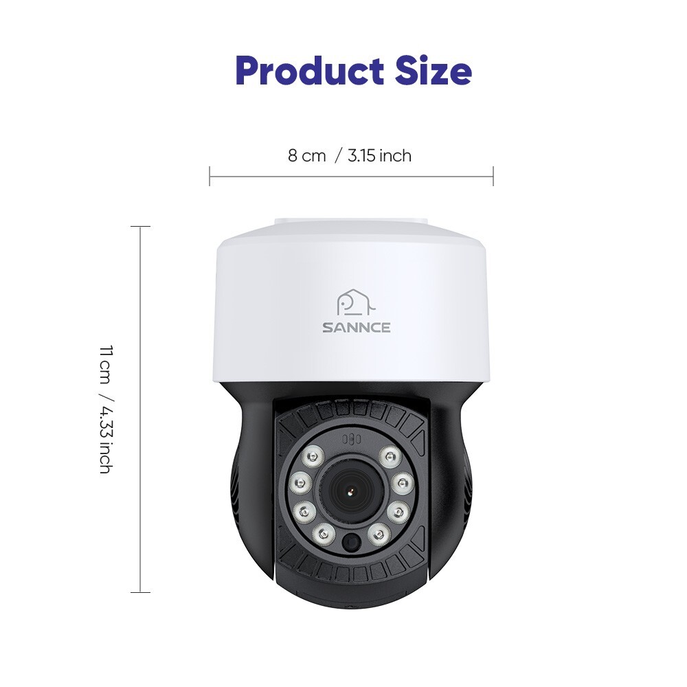 SANNCE 8CH DVR 1080P 360° Pan Tilt CCTV Security Camera System Human Detection