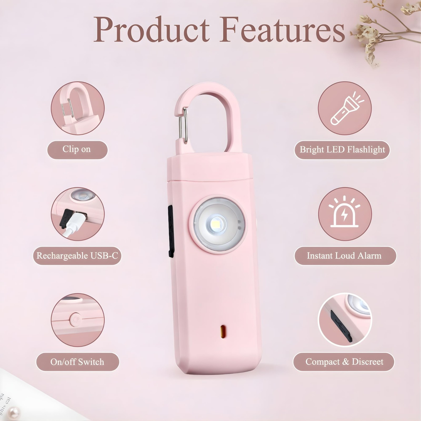 Personal Alarms for Women, Panic Button Self Defense Keychain with Clip-On De…
