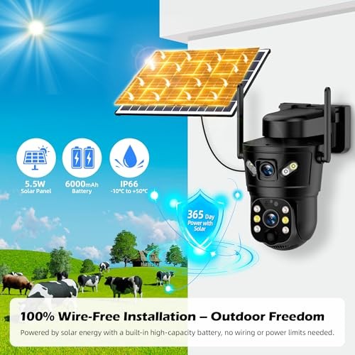 3K Solar Security Camera Wireless,270°Pan 90°Tilt Auto Tracking,WiFi D05-128G