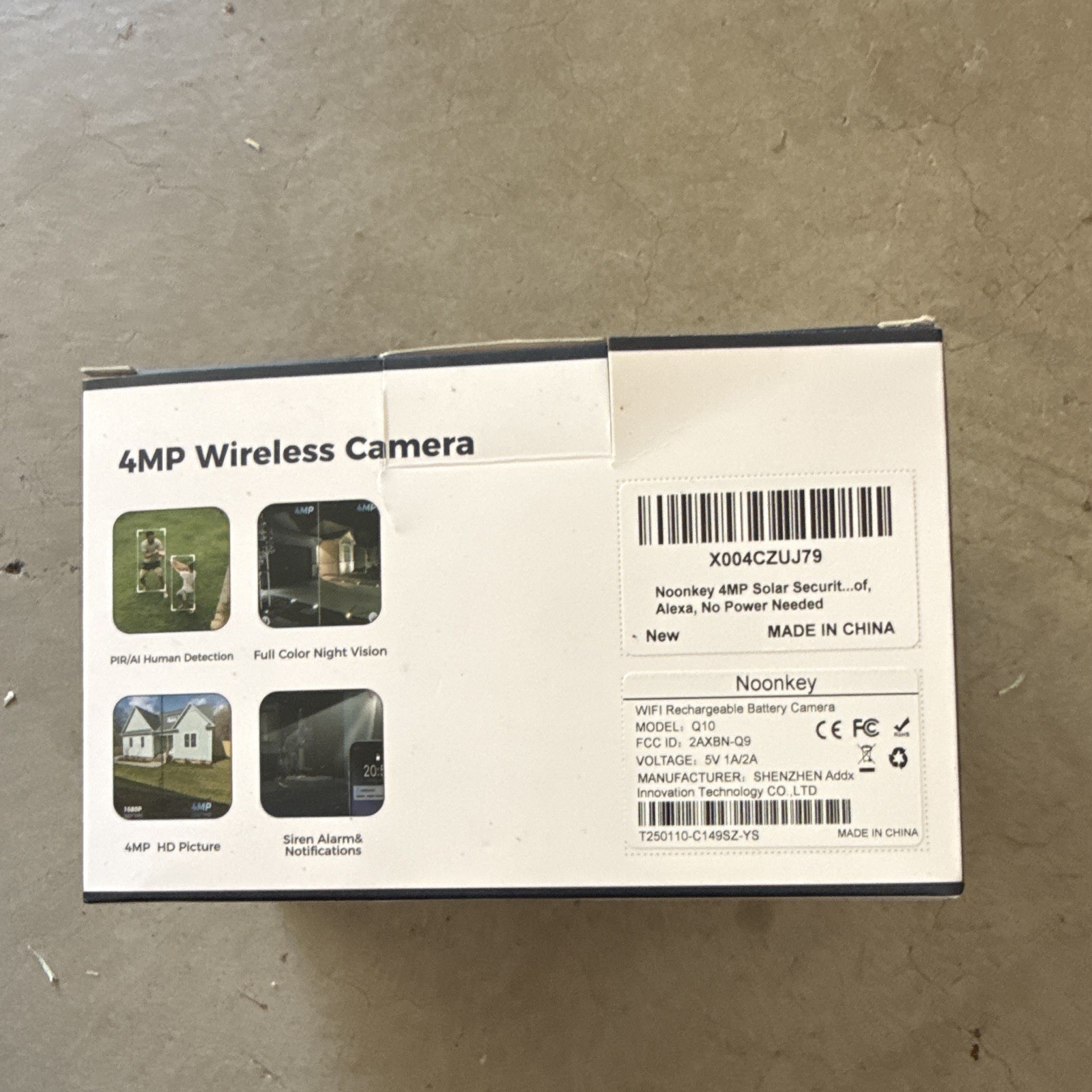 Noonkey Q10 4MP Wireless Wi-Fi Battery Camera Indoor/Outdoor Alexa Color NV