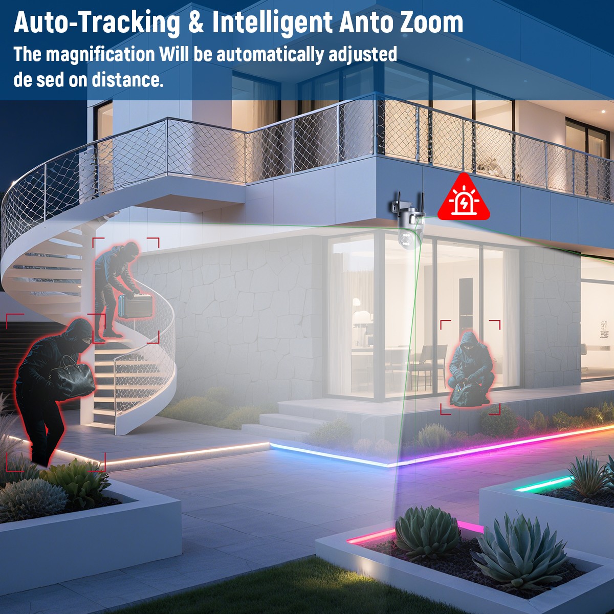 4K WiFi Triple Lens Security Camera Outdoor Home Night Vision 360° PTZ 10X Zoom