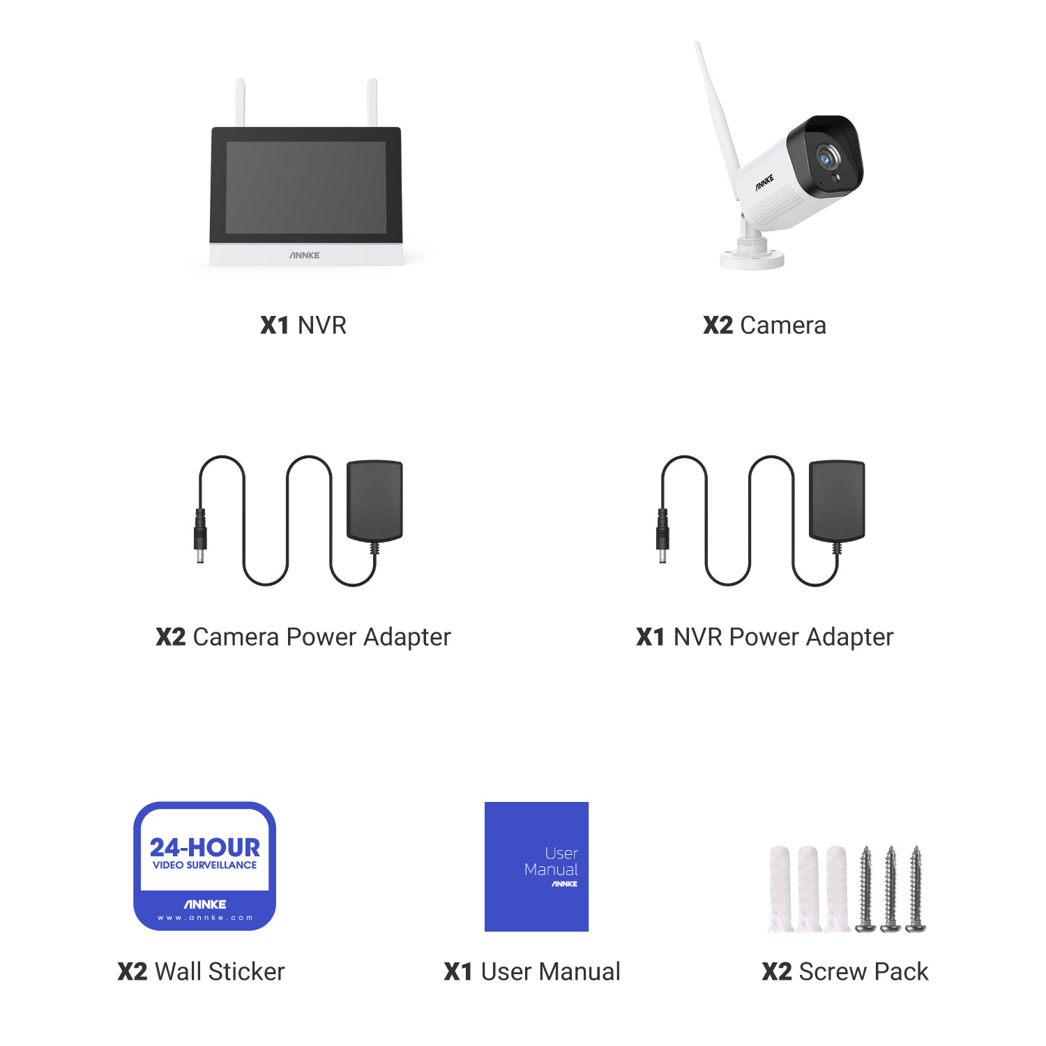 ANNKE Wireless 4CH NVR 7″ Monitor 5MP Audio Security Camera System Two-Way Audio