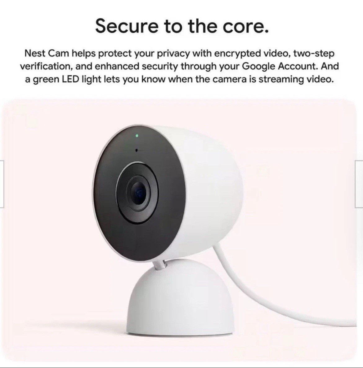 Google Nest Security Indoor Wired Camera 2nd Gen -Snow White GA01998-US (New)