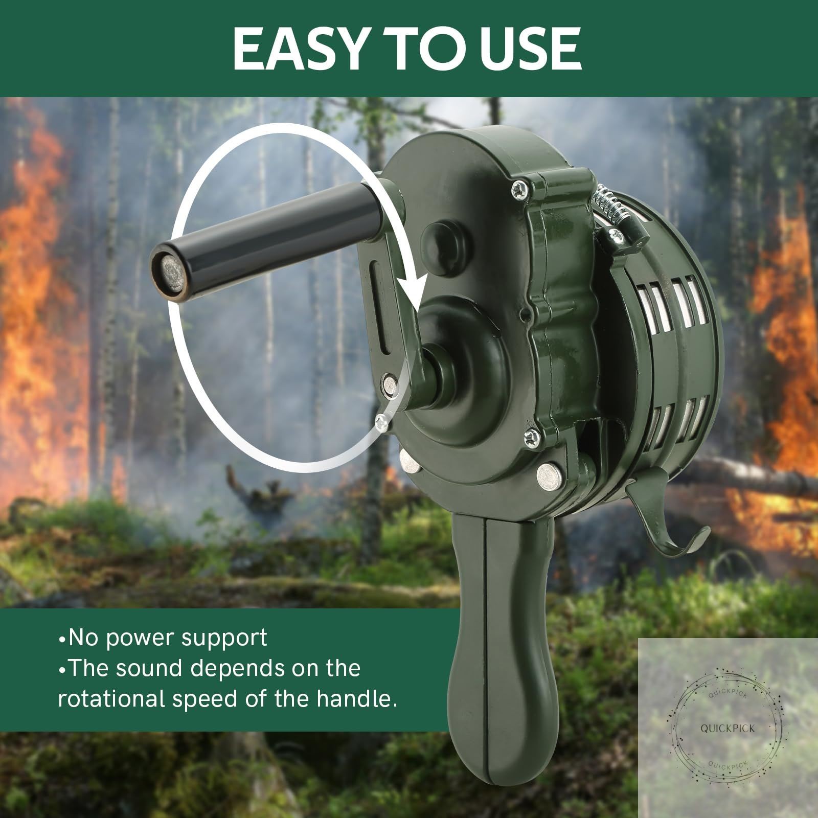Handheld Air Raid Siren 110DB Loud Manual Hand Crank Emergency Alarm, Portable