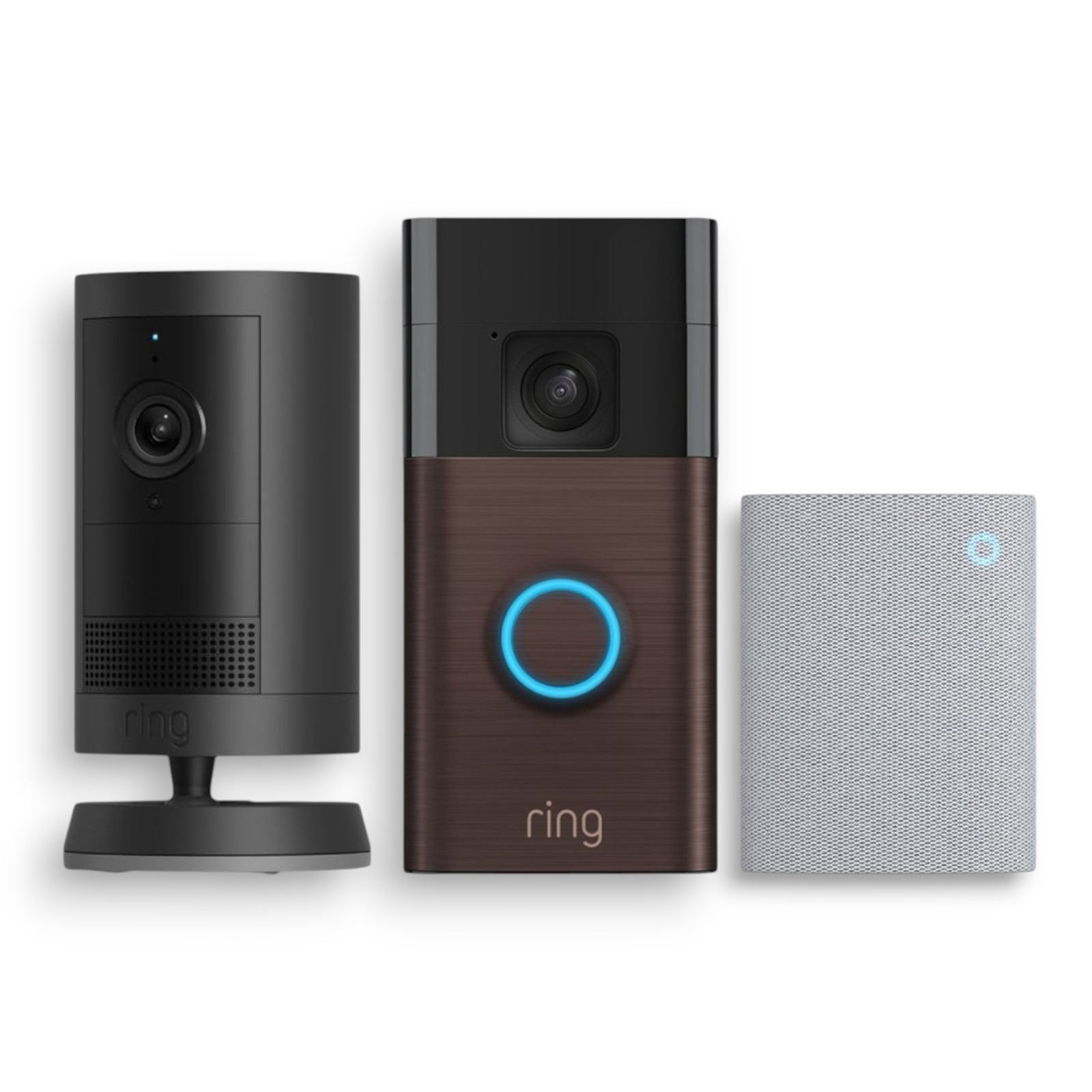 Ring Battery Doorbell Venetian Bronze with Smart Wi-Fi + Outdoor Cam Plus Black