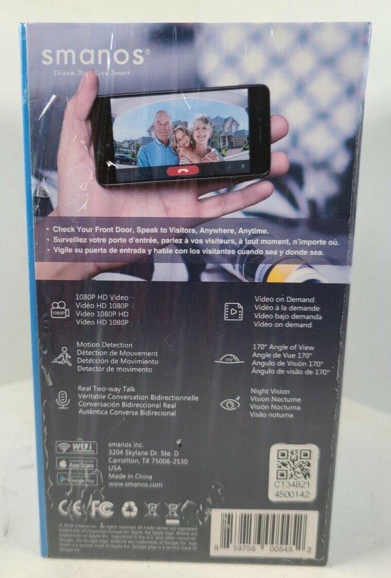 Smanos DB-20 Smart Video Doorbell iOS Android New in Box
