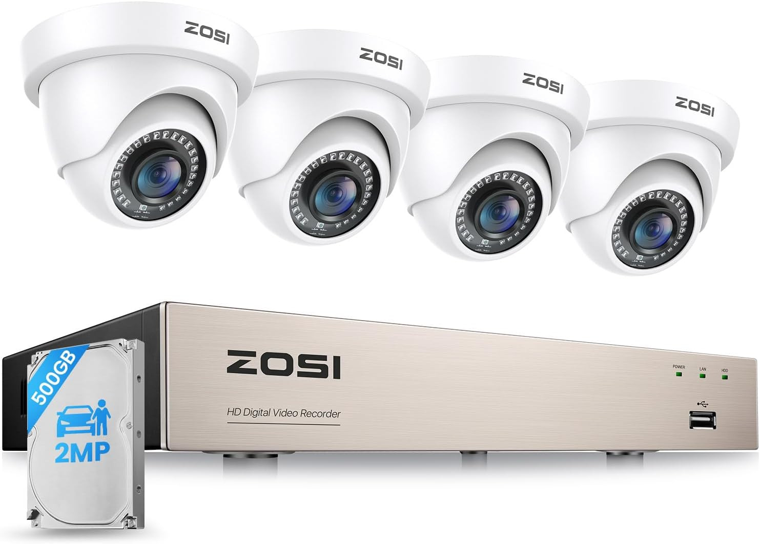 3K Lite 8CH Home Security Camera System with AI Person/Vehicle Detection, 4Pcs 2