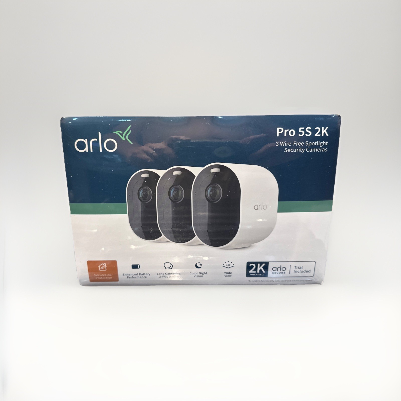 Arlo Pro 5S Spotlight Wireless Security Camera 2K HDR Dual-Band Wi-Fi – 3 Pack
