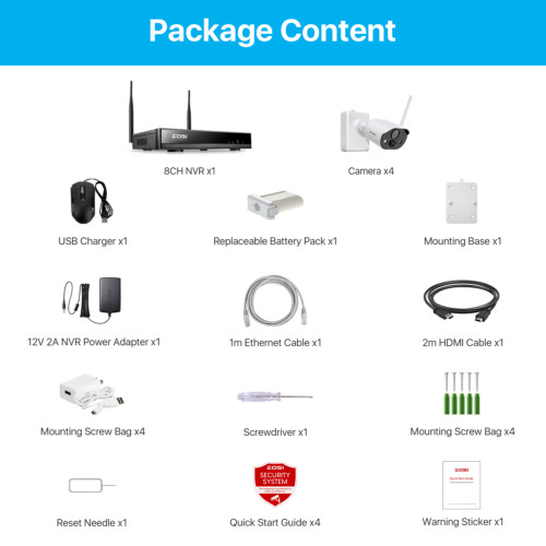 ZOSI 3MP Wireless Solar Battery Powered IP Camera Wire-Free Record PIR Detect