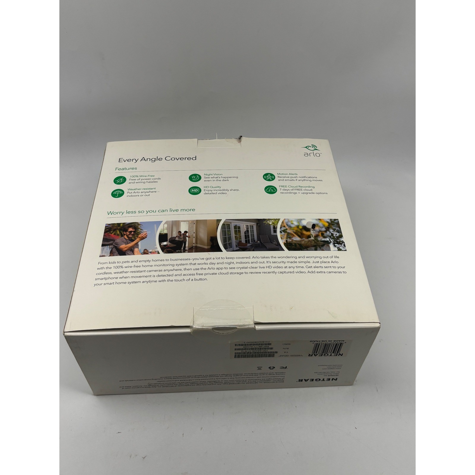 Netgear Arlo 3 Wire-Free HD Security Camera System VMS3330 Night Vision White