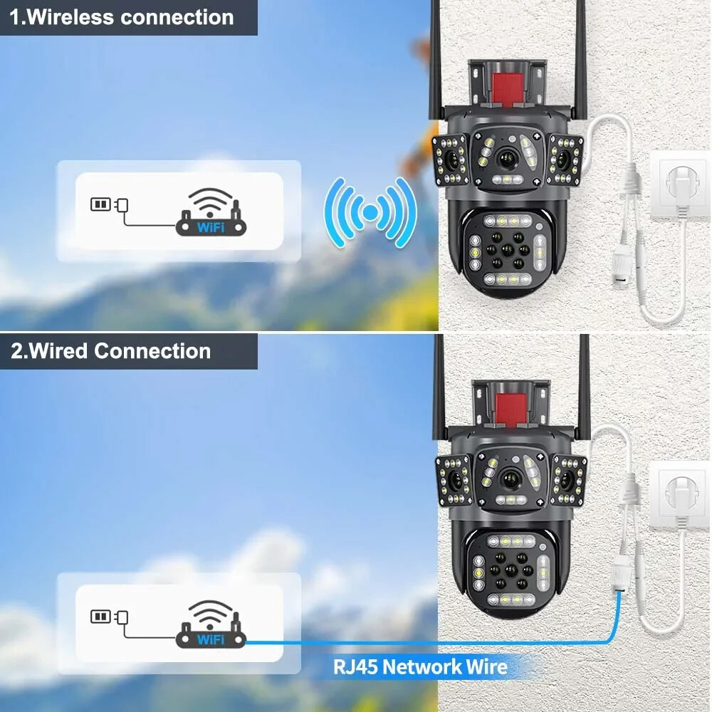 9MP 3 Lens 10X HD WiFi IP Camera Wireless Outdoor CCTV PTZ Home Security IR Cam