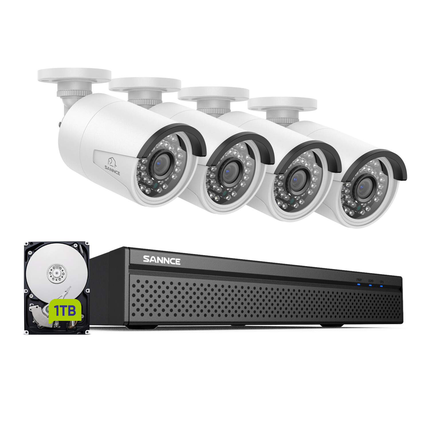 SANNCE 4K 8CH NVR HD 5MP POE AI Security Camera System Two Way Audio Outdoor 1TB