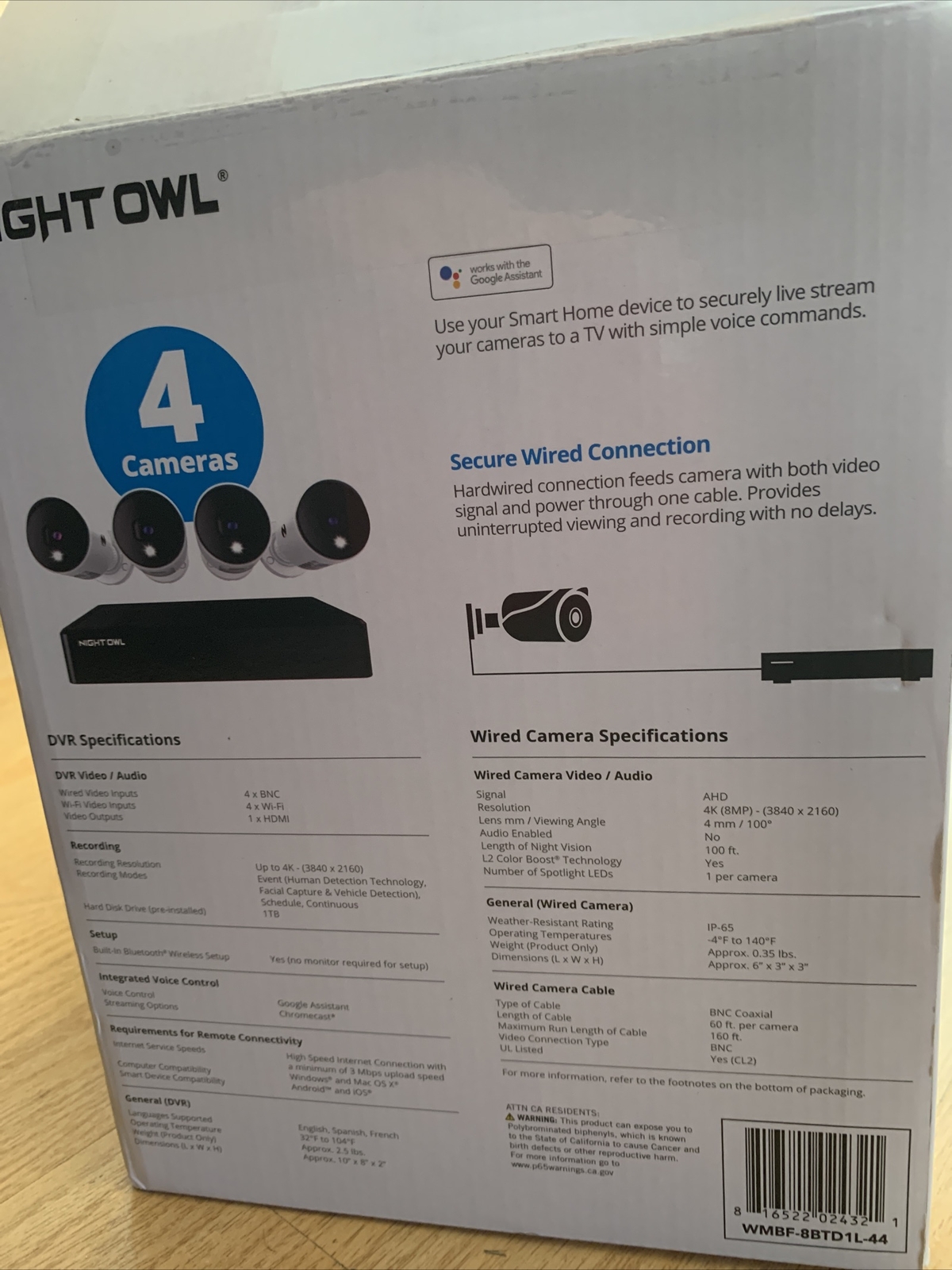 Night Owl 4K UHD Wired Security System 4- Channel Digital Video Recorder 1TB HD