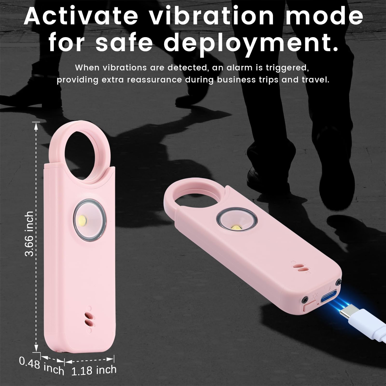 Personal Safety Alarm – 135dB Ultra Loud Siren with LED Strobe Light, USB-C R…