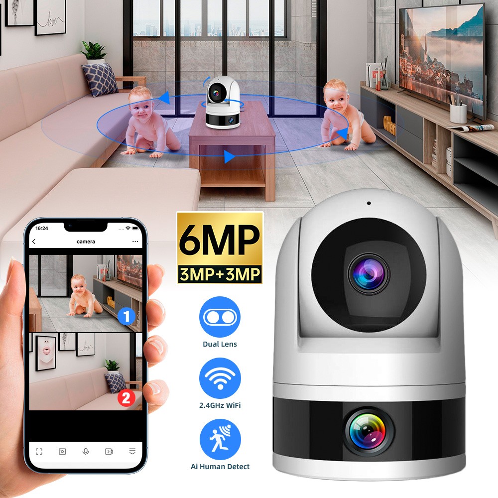 Home & Office 6MP 360° Camera WiFi Bluetooth Indoor Surveillance Night Vision