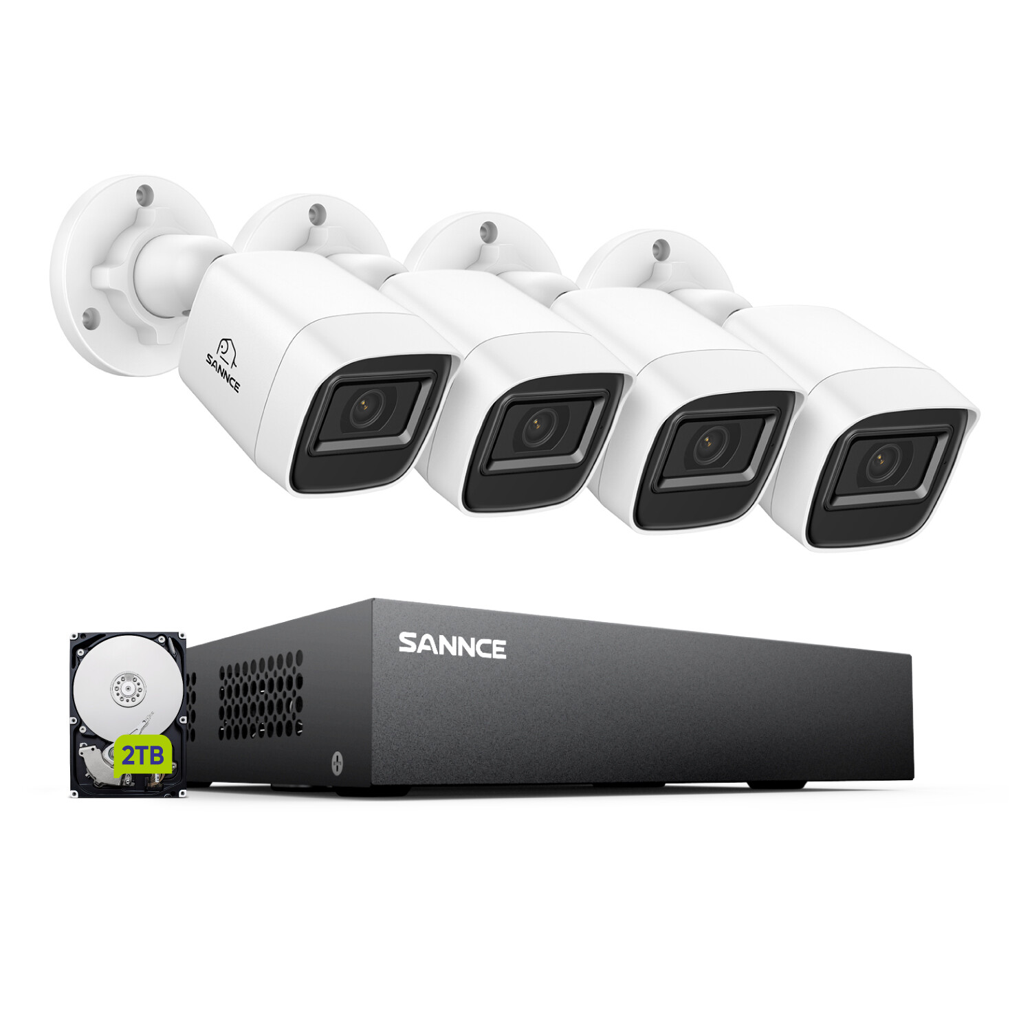 SANNCE 1080P Lite 8CH 5in1 DVR Outdoor Security Camera System AI Detection 2TB
