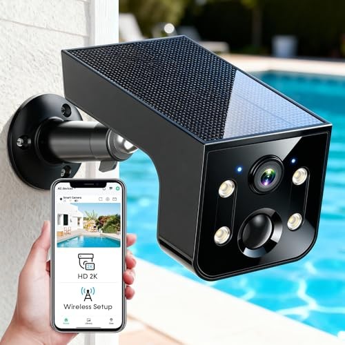 Wireless Security Camera Solar Outdoor: 2K HD Solar Powered Single Pack Black