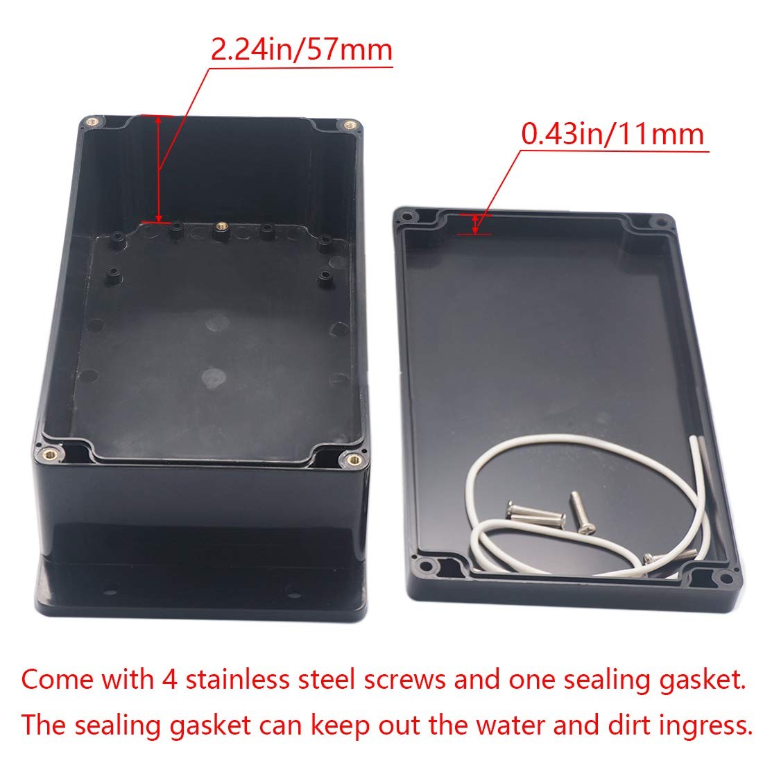 Junction Box IP65 Waterproof ABS Plastic 7.87×4.72×2.95, Fixed Ear Design