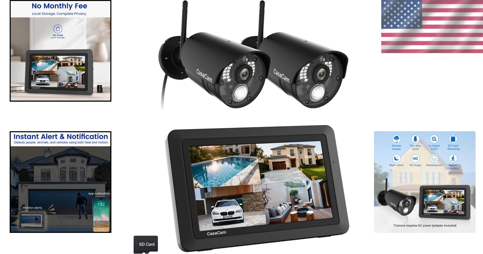 Wireless Security Camera System: 2 x 720p Cams with 7-Inch Touchscreen Monitor