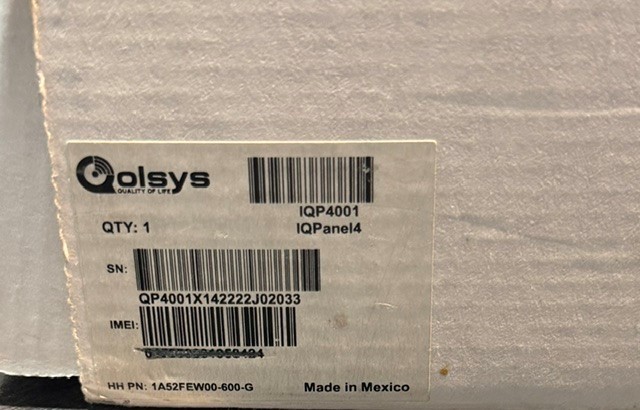 Qolsys IQP4002 Panel4 PowerG, 433MHz; Verizon