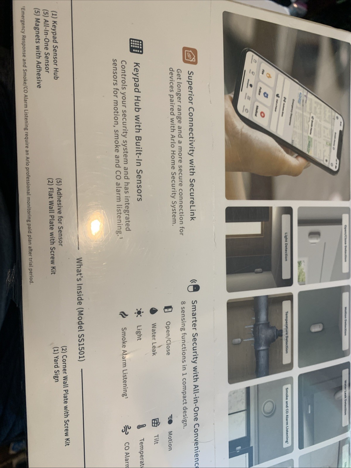 Sealed Arlo Home Security System with Wired Keypad Sensor Hub, 5 8-in-1 Sensors