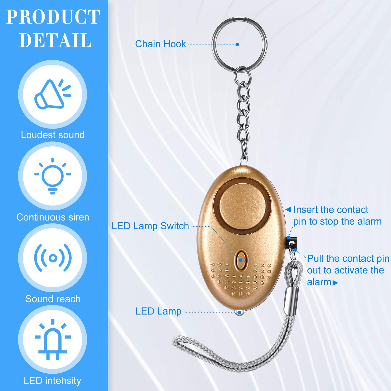 12-Piece Personal Alarm Set, Emergency LED Light Keychain Alarms in 6 Colors …