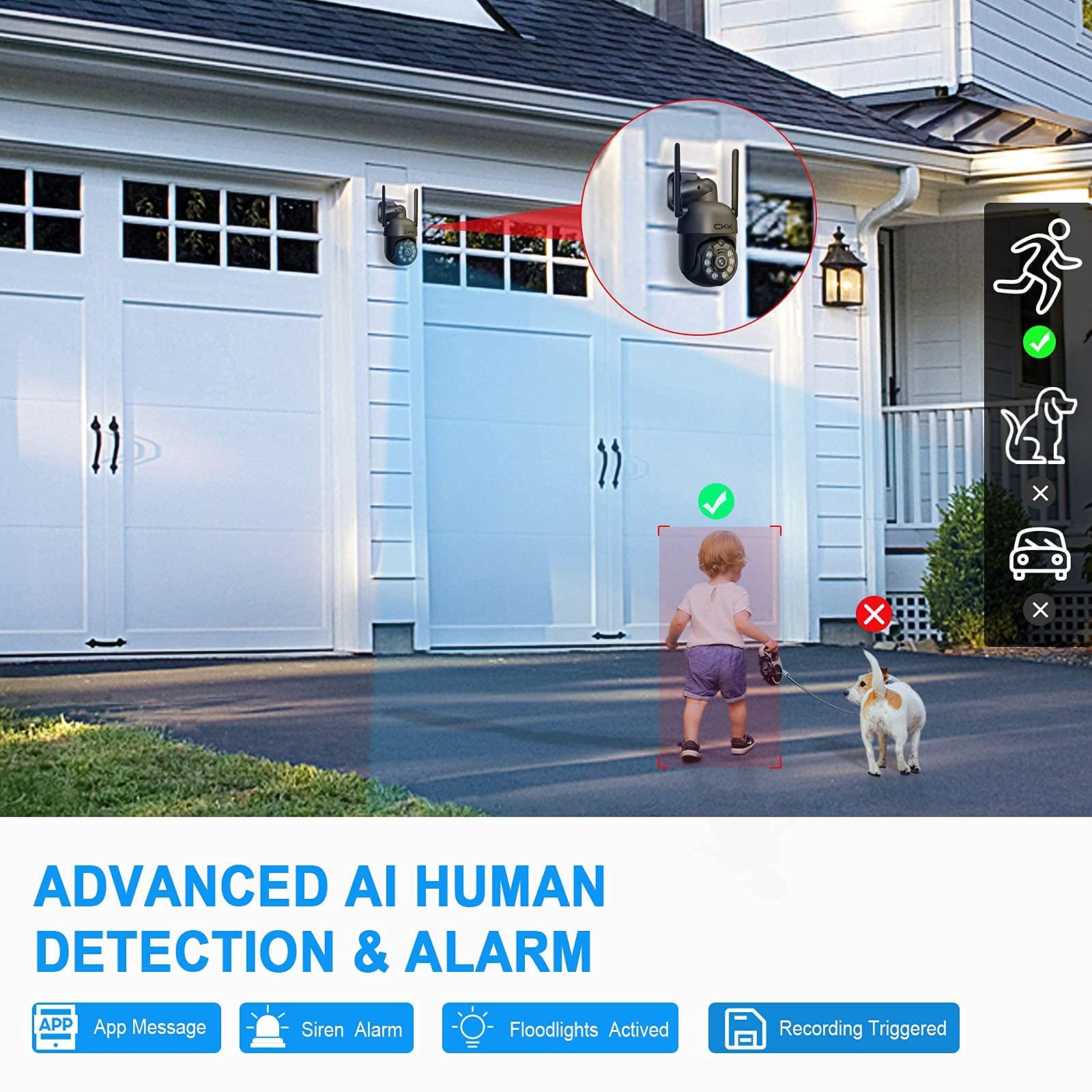 Wireless Security Camera System, 4pcs 3MP PTZ Cameras Outdoor Indoor, WiFi Su…