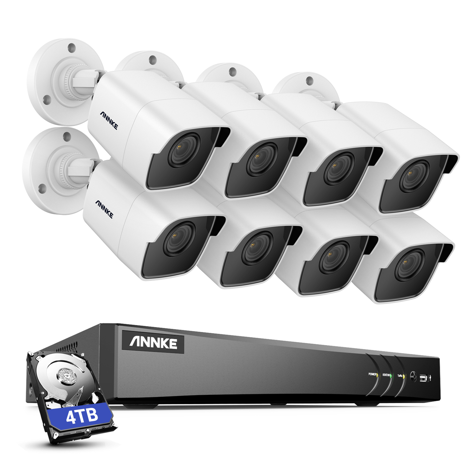 ANNKE 4K 8CH DVR 5MP CCTV Security Camera System AI Human Detection IP67 H.265+