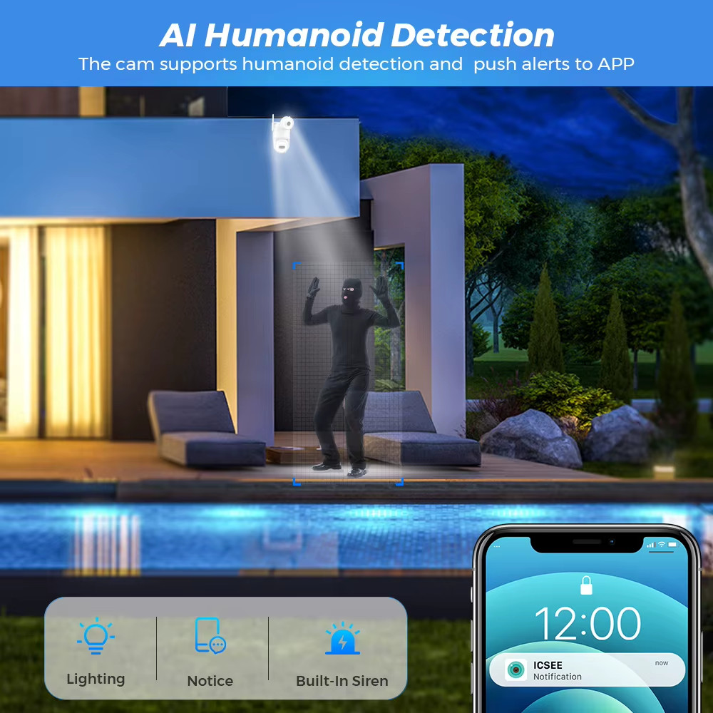 4K 8MP Wifi Camera PTZ Outdoor Dual Screen Human Detection 4MP CCTV Video Survei
