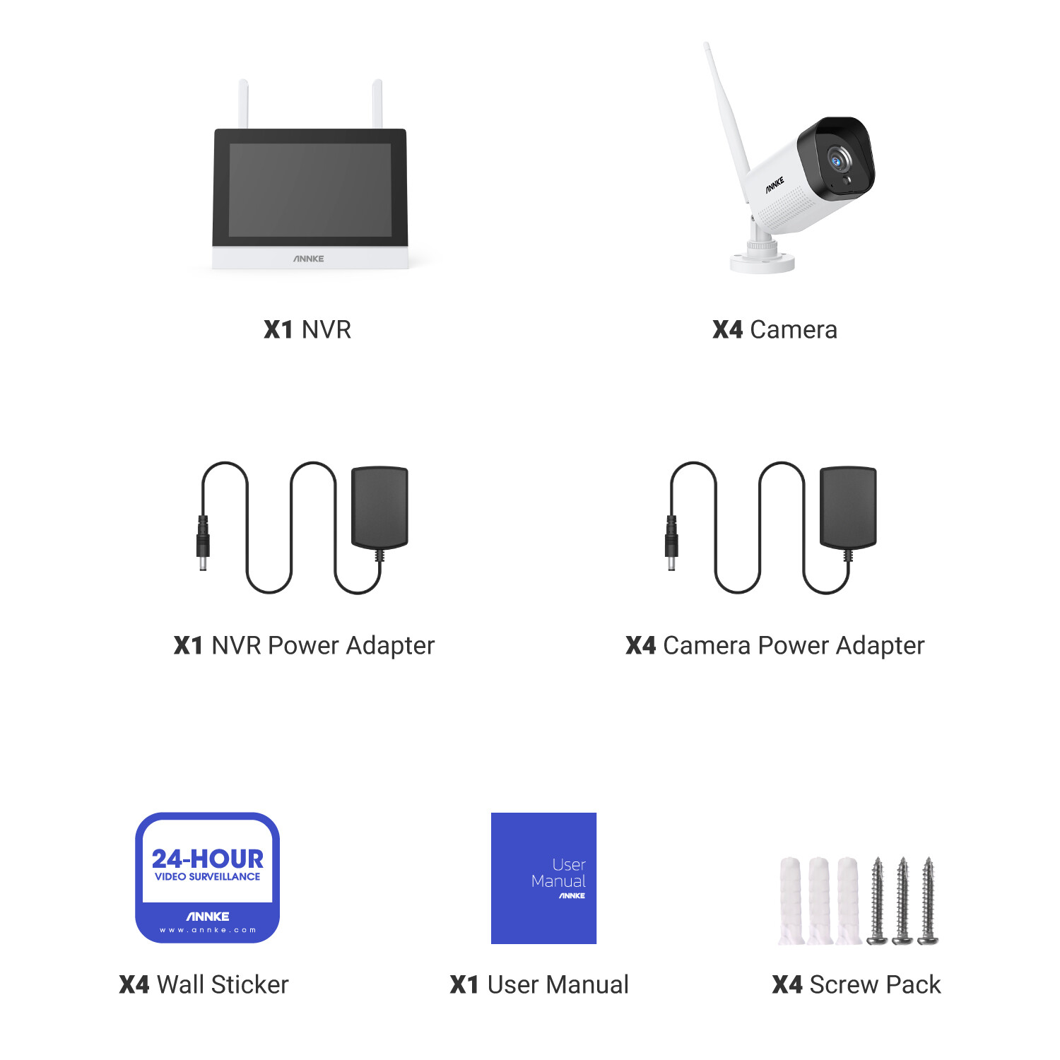 ANNKE 5MP Wireless CCTV AI Security Camera System 4CH 7″ Monitor Two Way Audio