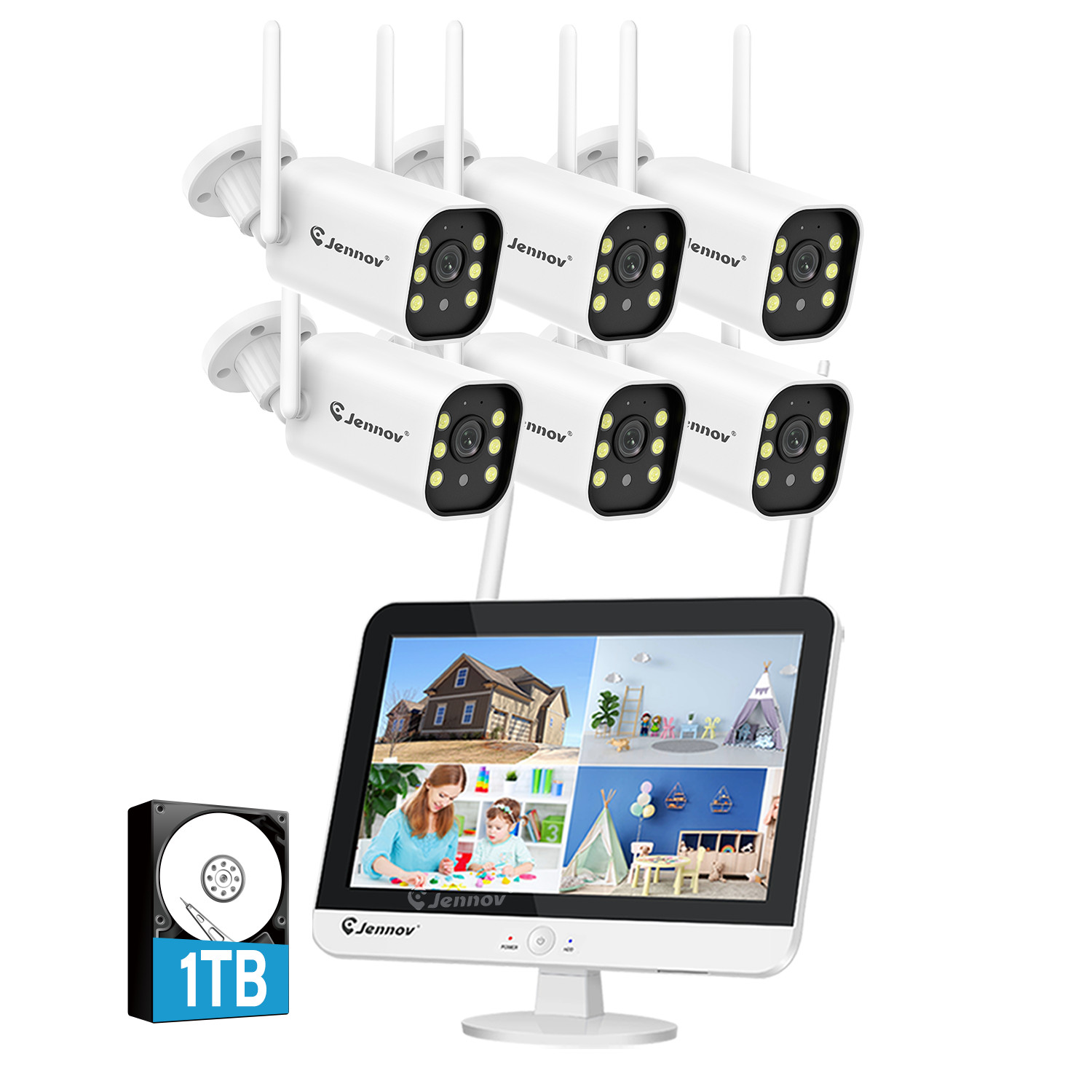 JENNOV Outdoor Security Camera Wifi CCTV Surveillance Night Vision 5MP Monitor
