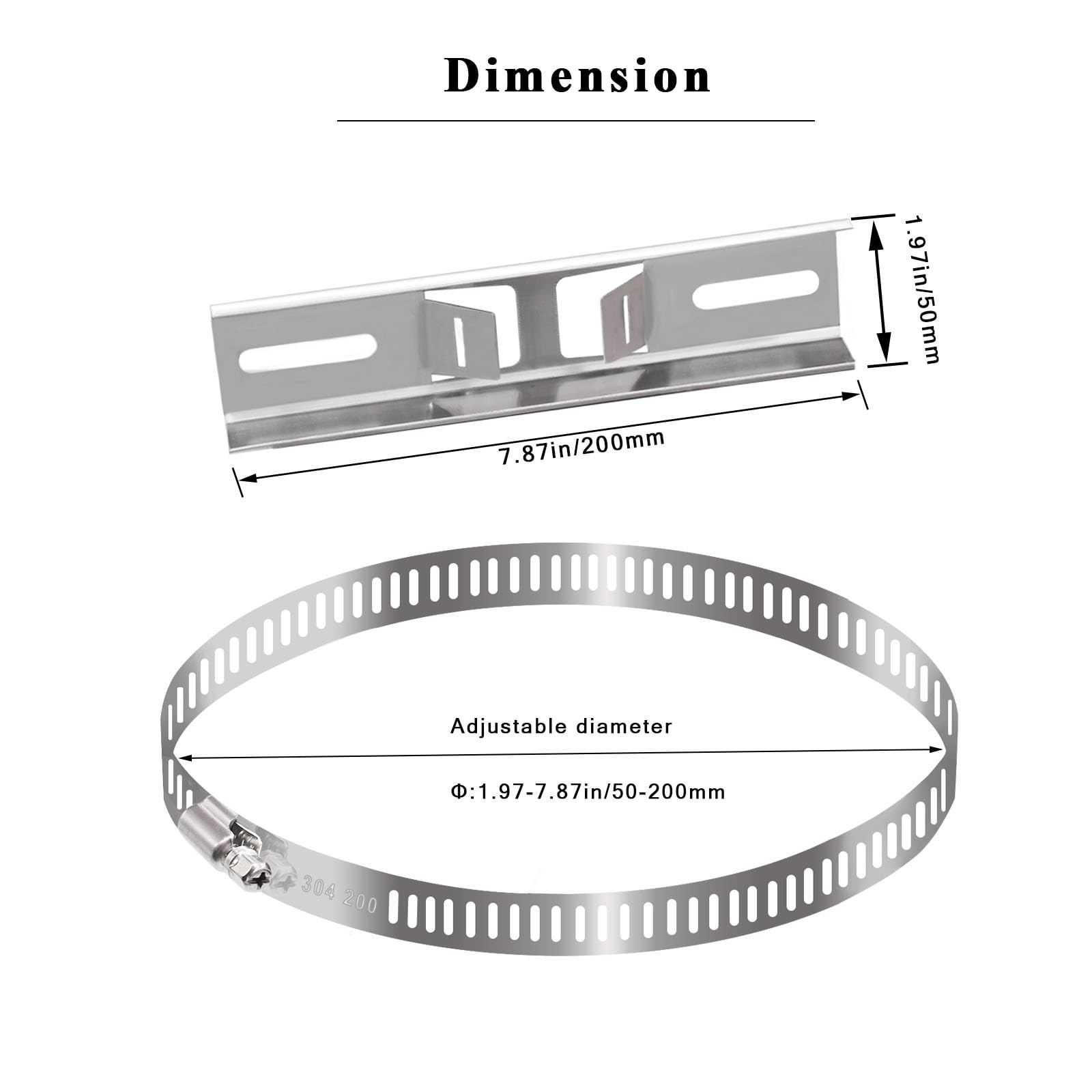 smseace Pole Mounting Kits,304 Stainless 7.9 x 1.9inch, x 1.9inch