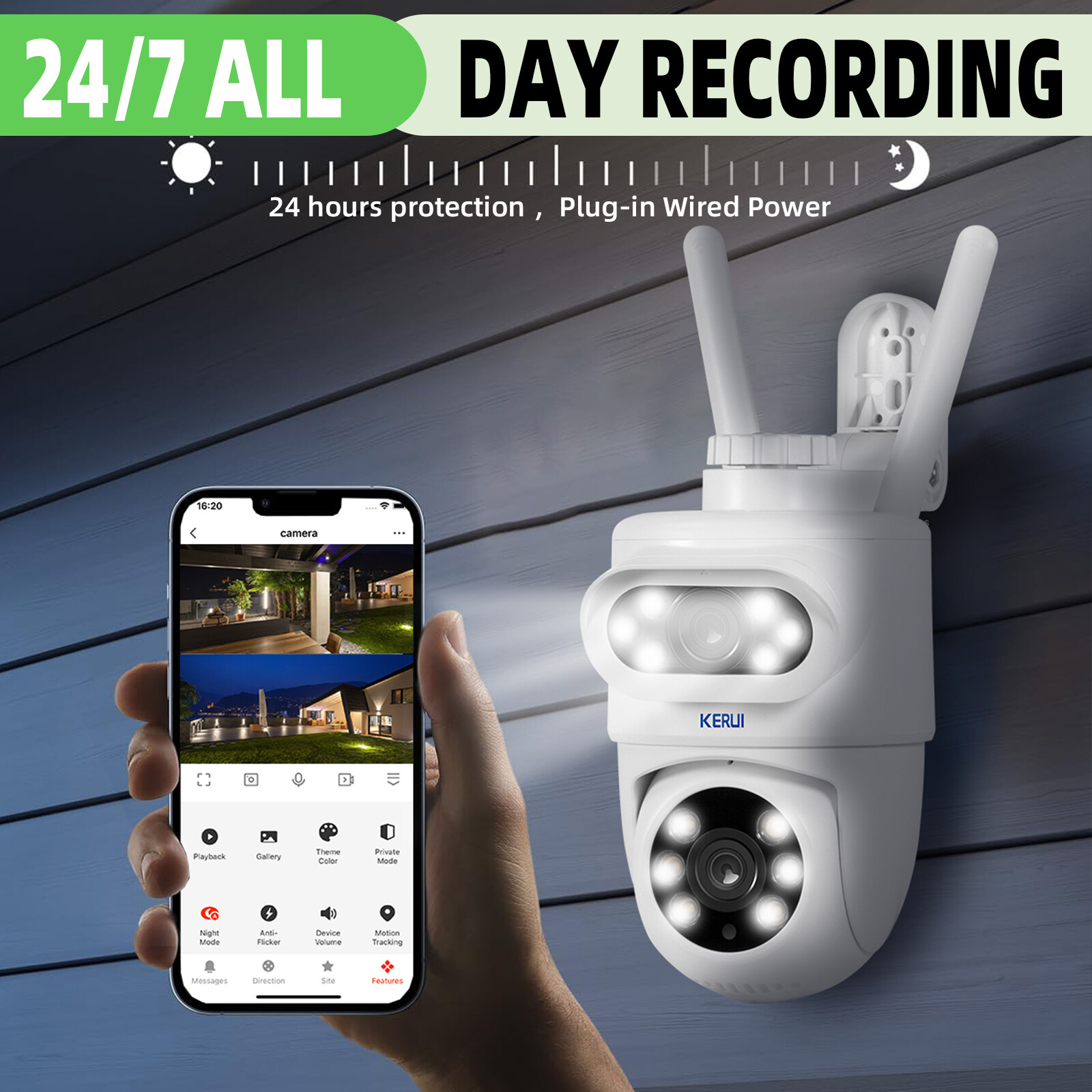 Dual lens security camera Wireless 10MP HD WiFi IP PTZ Home outdoor camera