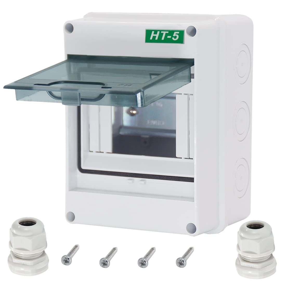 Otdorpatio Breaker Box Distribution Protection Box, IP65 Clear 5-Way, White