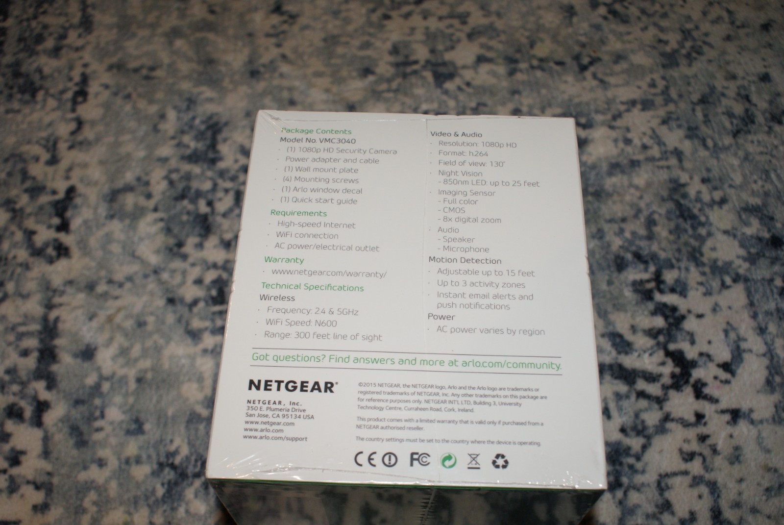Arlo Q VMC-3040 Wired 1080p HD New Factory Sealed Night Vision Alexa Netgear