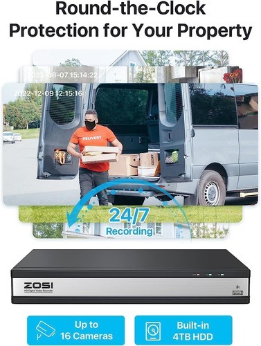 ZOSI 3K 8/16CH DVR 2MP Security Home Camera System Human Detection Night Vision