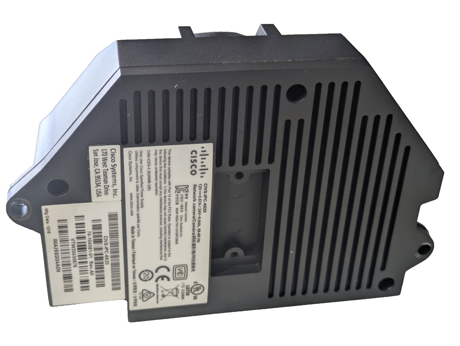 Cisco CIVS-IPC-6620 WDR PoE Dome IP Surveillance Camera w/ Flush Mounting System