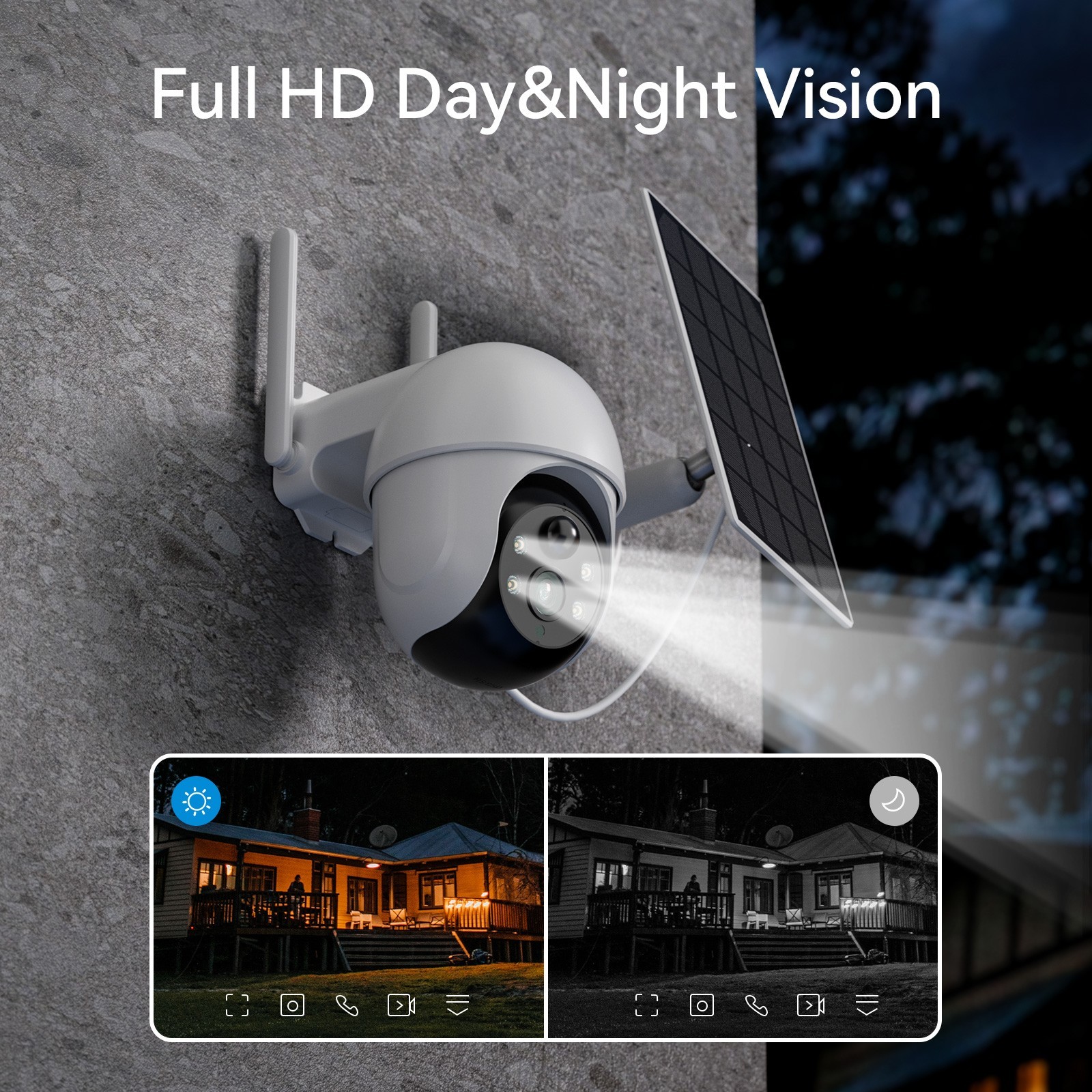 4MP Solar&Battery Wireless Security Camera System WiFi Outdoor Home 12” Monitor